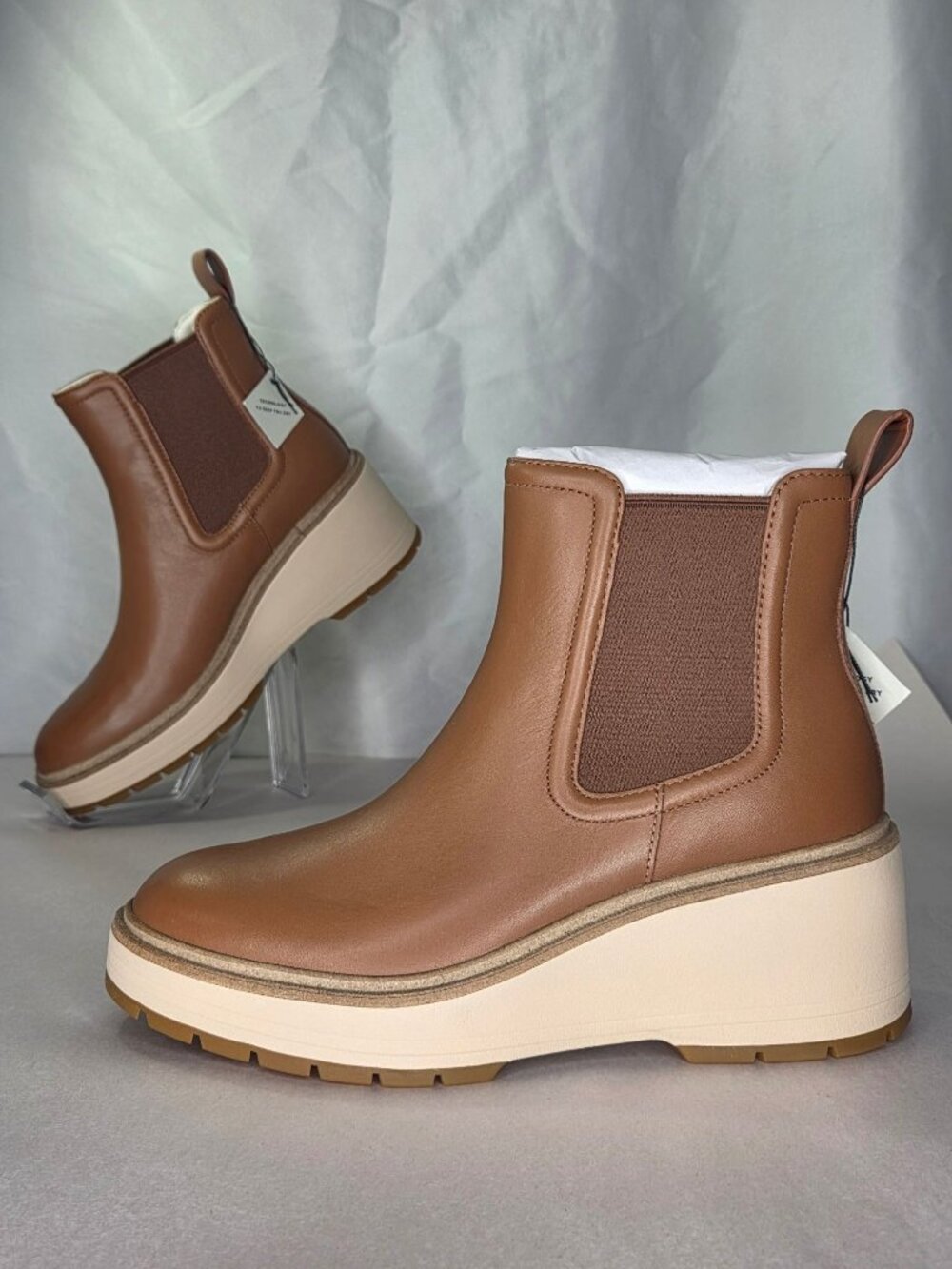 Cole Haan Zerogrand Cityquest Waterproof Wedge Boots - Tan/Ivory : 7 B